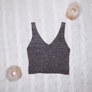 Forever 21 Silver Sparkly Cord Sweater Tank Top